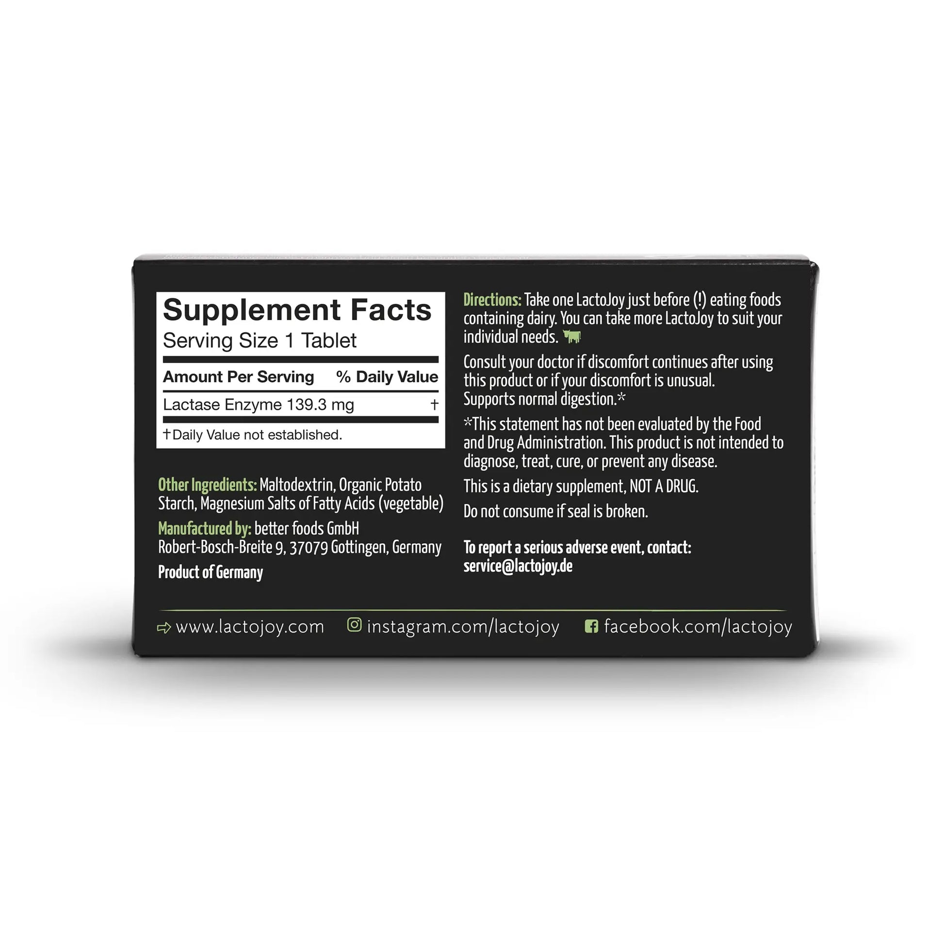 LactoJoy 80 Tablet / Dietary Supplement Tablets / Back